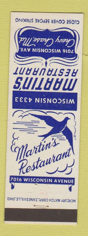 Matchbook Cover - Martin's Restaurant Chevy Chase MD