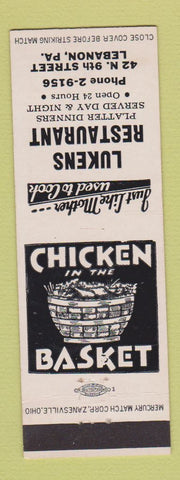 Matchbook Cover - Lukens Restaurant Lebanon PA