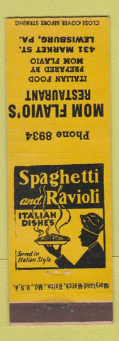 Matchbook Cover - Mom Flavio's Restaurant Lewisburg PA