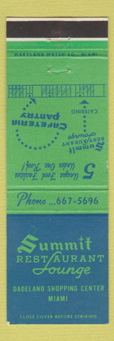 Matchbook Cover - Summit Restaurant Lounge Dadeland Shopping Center Miami FL