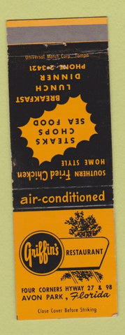 Matchbook Cover - Griffin's Restaurant Avon Park FL