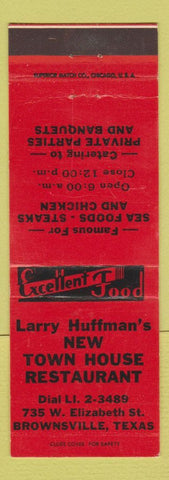 Matchbook Cover - Larry Huffman's New Town House Restaurant Brownsville TX