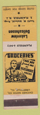 Matchbook Cover - Lakeview Delicatessen South Plainfield NJ