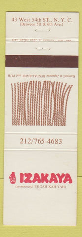 Matchbook Cover - Izakaya Japanese Restaurant New York City