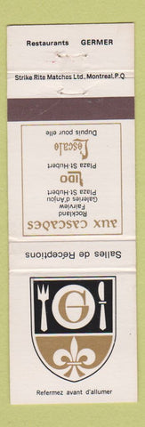 Matchbook Cover - Aux Cascades Rockland Fairview St Hubert QC