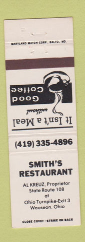 Matchbook Cover - Smith's Restaurant Wauseon OH #2