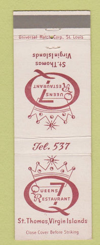 Matchbook Cover - Queens 7 Restaurant St Thomas Virgin Islands