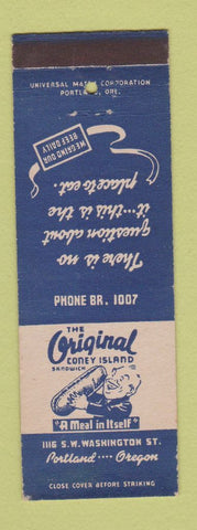Matchbook Cover - Original Coney Island Sandwich Portland OR