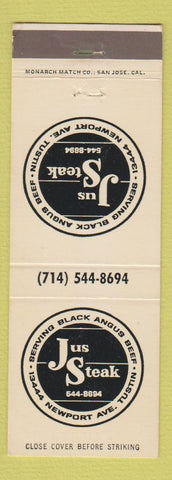 Matchbook Cover - Jus Steak Restaurant Tustin CA