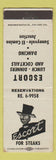 Matchbook Cover - Escort Steaks Sunnyvale El Camino CA