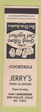 Matchbook Cover - Jerry's Cocktails Sun Valley CA