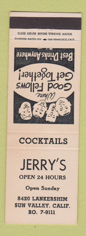 Matchbook Cover - Jerry's Cocktails Sun Valley CA