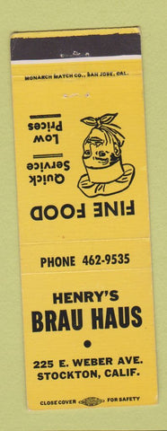 Matchbook Cover - Henry's Brau Haus Stockton CA