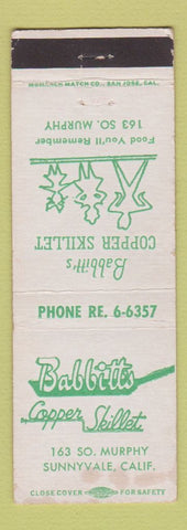 Matchbook Cover - Babbitt's Copper Skillet Sunnyvale CA WEAR