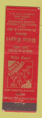 Matchbook Cover - Villa Capri Italian Restaurant Atlantic City NJ WEAR