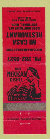 Matchbook Cover - Mi Casa Restaurant Southgate MI WEAR