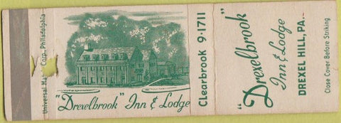 Matchbook Cover - Drexelbrook Inn Lodge Drexel Hill PA WORN