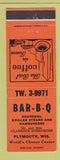 Matchbook Cover - BBQ Restaurant Plymouth WI