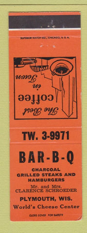 Matchbook Cover - BBQ Restaurant Plymouth WI