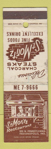 Matchbook Cover - St Moritz Restaurant Indianapolis IN WORN