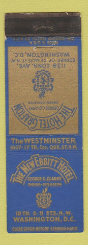 Matchbook Cover - New Ebbitt Hotel Washington DC