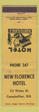Matchbook Cover - New Florence Hotel Campbellton NB WEAR