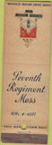 Matchbook Cover - Seventh Regiment Mess military