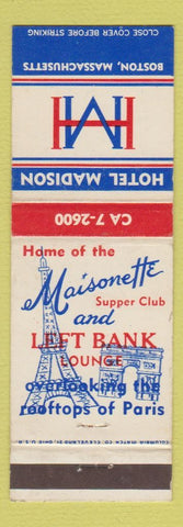 Matchbook Cover - Hotel Madison Boston MA Eiffel Tower