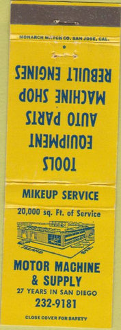 Matchbook Cover - Motor Machine Supply San Diego CA