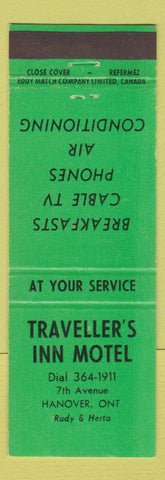 Matchbook Cover - Traveller's Inn Motel Hanover ON
