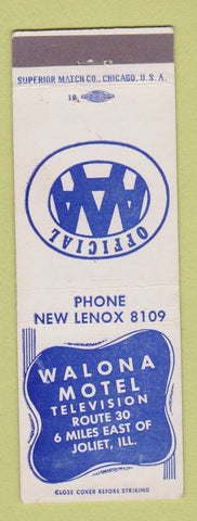 Matchbook Cover - Walona Motel Joliet IL