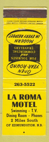 Matchbook Cover - La Roma Motel Edmundston NB WEAR