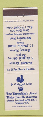Matchbook Cover - Ye Cocke and Kettle Motor Inn Seabrook NH