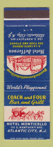 Matchbook Cover - Hotel Jefferson Atlantic City NJ Hotel Monticello