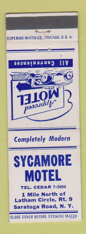 Matchbook Cover - Sycamore Motel Saratoga Road NY