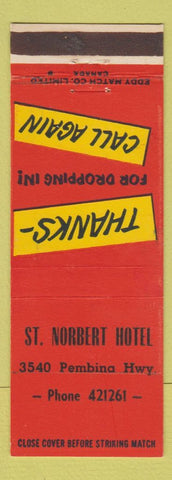 Matchbook Cover - St Norbert Hotel Winnipeg MB