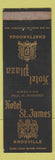 Matchbook Cover - Hotel Plaza Chattanooga TN Hotel St James Knoxville