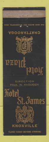 Matchbook Cover - Hotel Plaza Chattanooga TN Hotel St James Knoxville