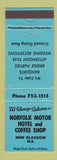 Matchbook Cover - Norfolk Motor Hotel Coffee Shop New Glasgow NS BLUE