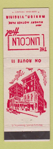 Matchbook Cover - Lincoln Hotel Marion VA