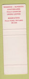 Matchbook Cover - White Horse Inn Paris ON WEAR