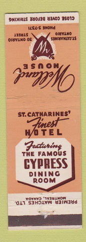 Matchbook Cover - Welland House St Catharines ON