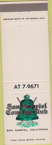 Matchbook Cover - San Gabriel Country Club San Gabriel CA