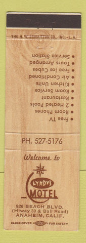 Matchbook Cover - Lyndy's Motel Anaheim CA