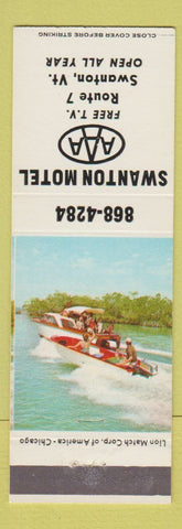 Matchbook Cover - Swanton Motel Swanton VT