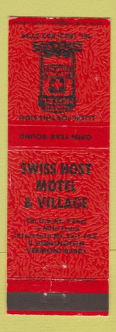 Matchbook Cover - Swiss Host Motel Village Burlington VT
