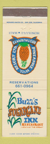 Matchbook Cover - Buzz's Sugarcane Inn Honolulu Maui Hawaii