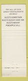 Matchbook Cover - Buzz's Sugarcane Inn Honolulu Maui Hawaii