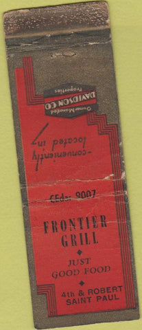 Matchbook Cover - Frontier Grill Saint Paul MN WORN