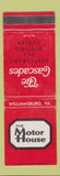 Matchbook Cover - Motor House Cascades Restaurant Williamsburg VA